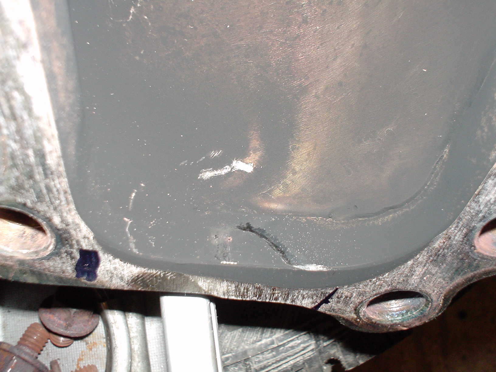 merker etter wg spjeld før jeg slipa vekk i flens og la på dobbel pakning