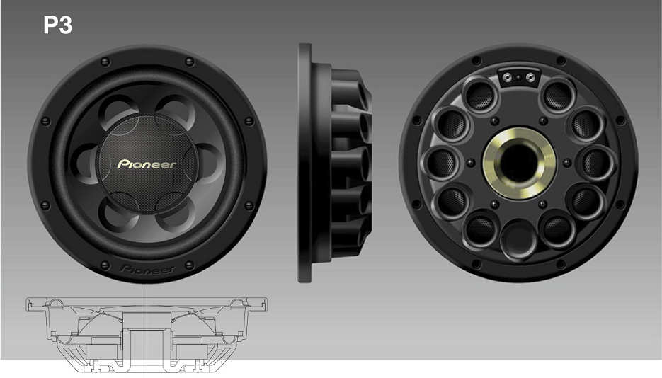 Pioneer TS-SW124D Shallow Subwoofer with Symetric Dual Cone and Surround Construction at Four-Inches High