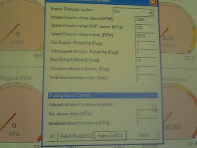 Justering av parametre for retardering/avansering av tenning utifra tenningsbank input.