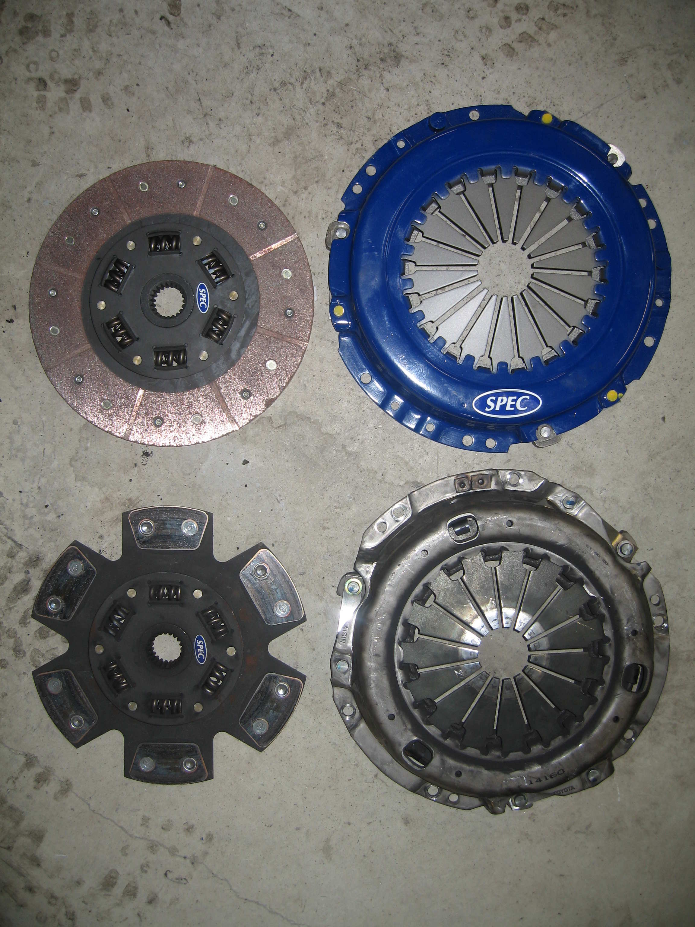 Clutch sammenlignig. Ny er med Blå trykkplate