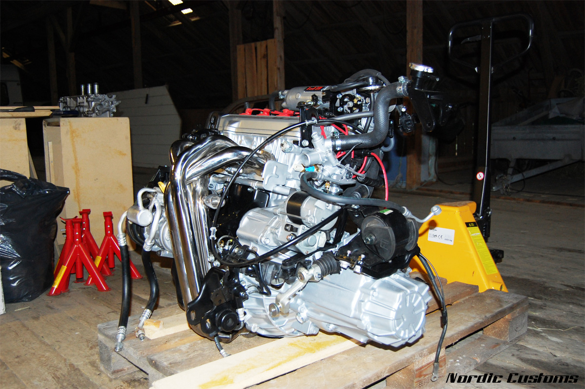 På jekketralle, klar for å settes inn i bilen igjen...